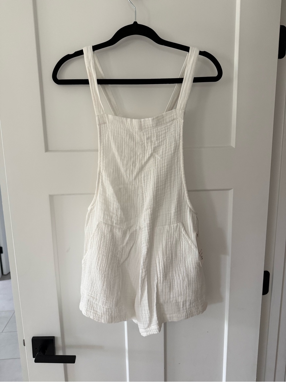 Billabong White Textured Romper Overalls